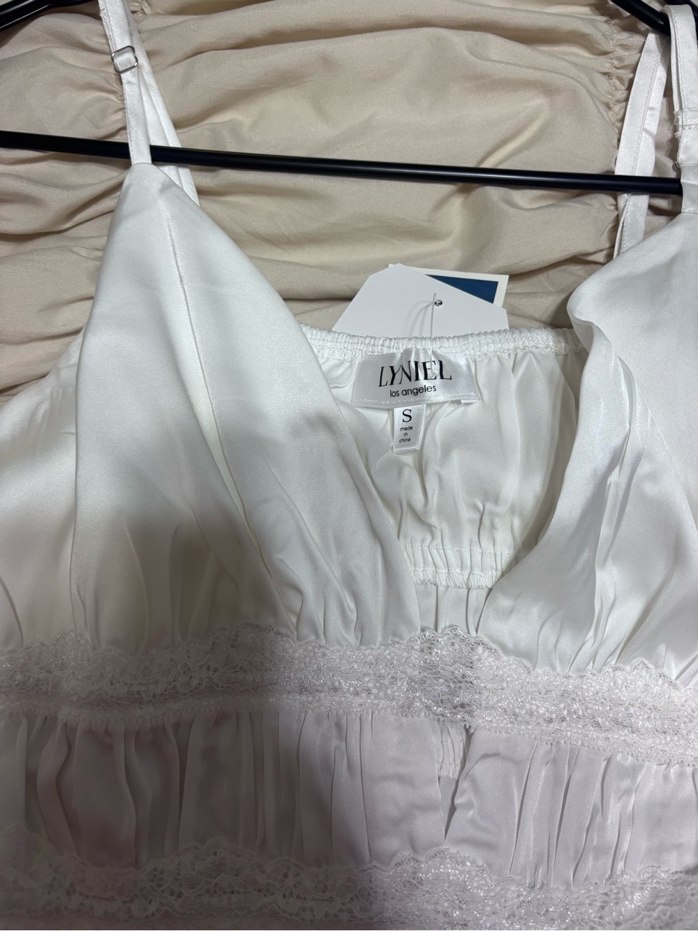 Marshalls White Satin Lace-Trim Cami Tank